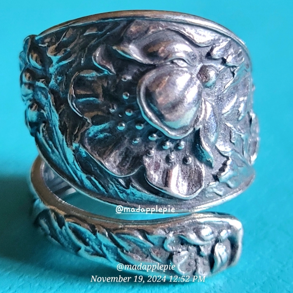 Vintage Poppy Spoon Ring in Sterling Silver Luxury Designer Celebrity #139